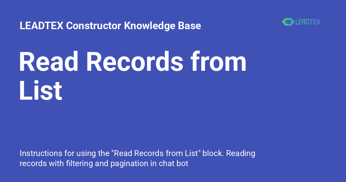 Read Records from List - LEADTEX Constructor Knowledge Base