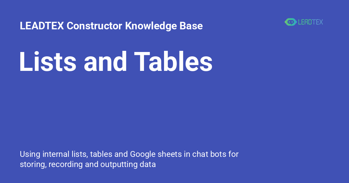 Lists and Tables - LEADTEX Constructor Knowledge Base