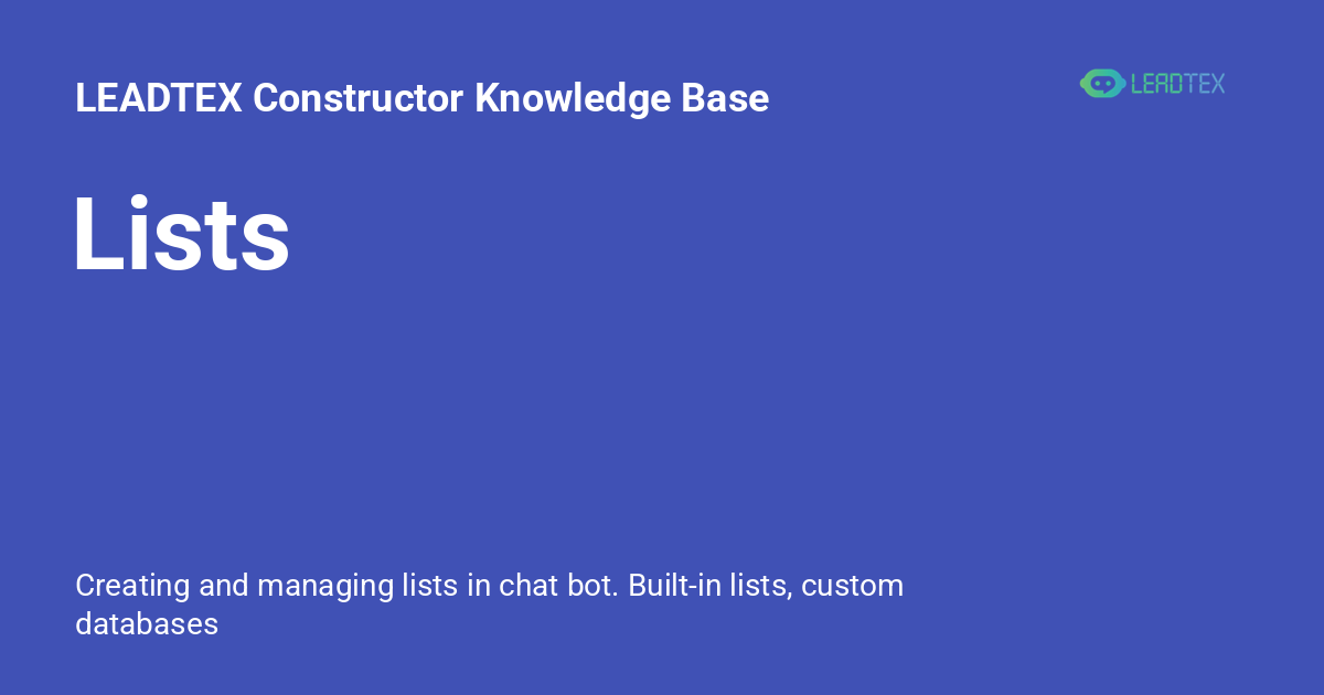 Lists - LEADTEX Constructor Knowledge Base